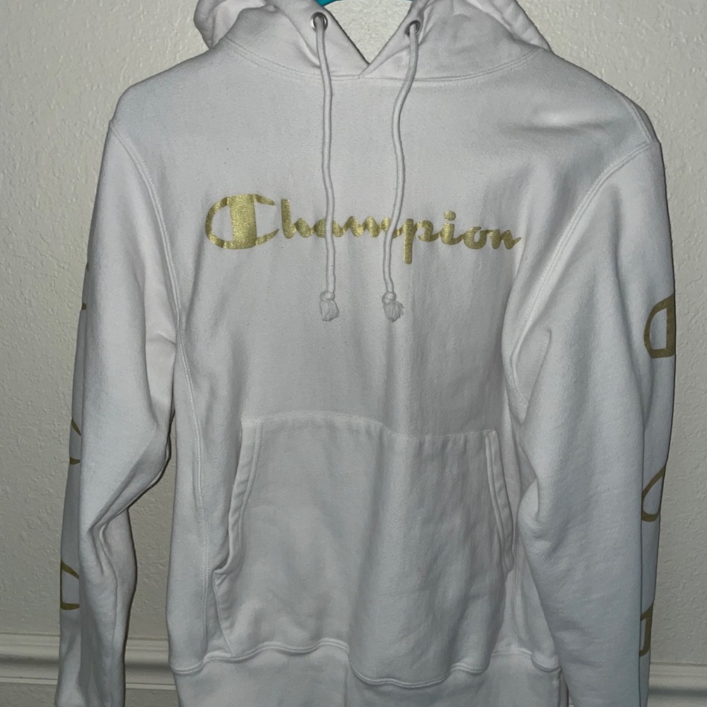 Champion White Gold Reverse Weave Hoodie